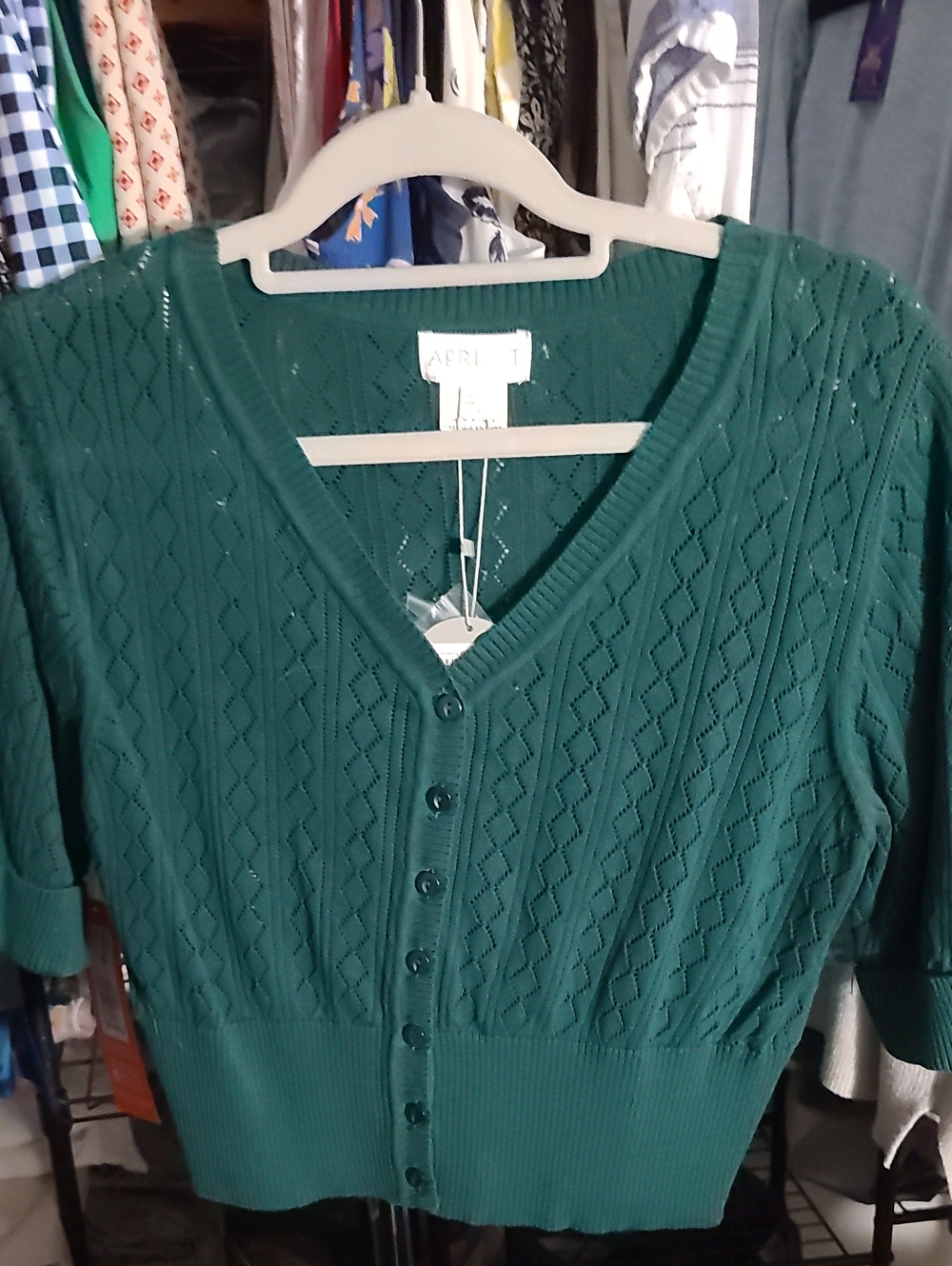 APRICOT Deep Green V-Neck Button Cardigan Sweater